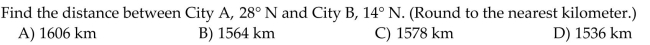 Assume that the cities lie on the same north-south line and that the radius of the earth is 6400 km.