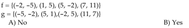 Decide whether the given functions are inverses.