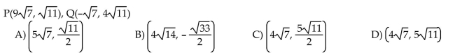 For the points P and Q, find the coordinates of the midpoint of the segment PQ.