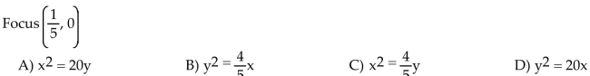 Write an equation for the parabola with vertex at the origin.