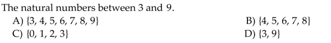Use set notation, and list all the elements of the set.