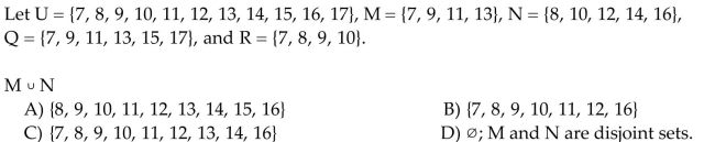 Use these sets to find the following. Identify any disjoint sets.