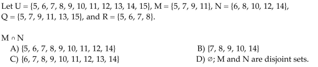 Use these sets to find the following. Identify any disjoint sets.