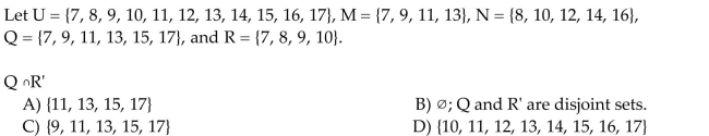 Use these sets to find the following. Identify any disjoint sets.