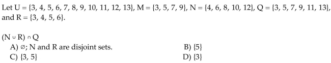 Use these sets to find the following. Identify any disjoint sets.