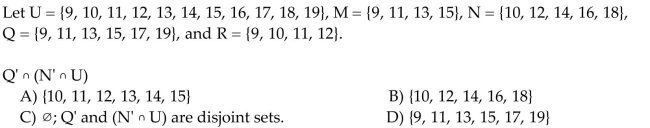 Use these sets to find the following. Identify any disjoint sets.