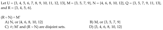 Use these sets to find the following. Identify any disjoint sets.