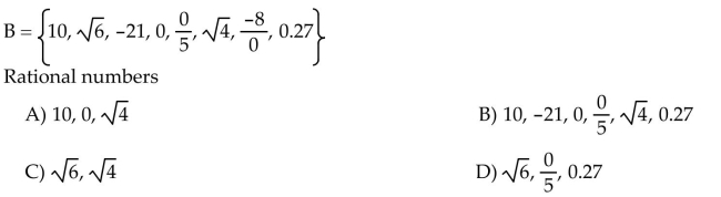 List all the elements of set B that belong to the indicated set.