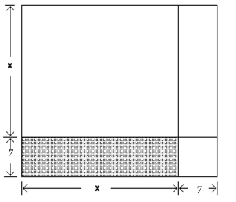  Provide an appropriate response. -Consider the following figure, which is a square divided into two squares and two rectangles.   The length of each side of the large square is  x + 7 , which means that the area of the largest square is  ( x + 7 )  ^ { 2 } . Use the formulas for the area of a square and the area of a rectangle to write the area of the largest square as a trinomial that represents the sum of the areas of the four figures that comprise it. A)   x ^ { 2 } + 14 x + 49  B)   x ^ { 2 } - 2 x + 49  C)   x ^ { 2 } + x + 49  D)   x ^ { 2 } + 7 x + 49