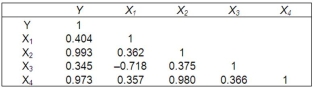 In a multiple regression analysis, the following correlation matrix was computed.   What does the correlation matrix suggest about the independent variables?
