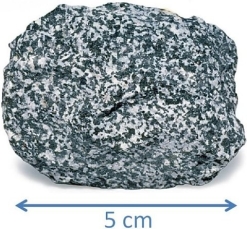   Examine the rock sample here. Did it form at the surface or below the surface, and how do you know? A) It formed at the surface, because of its color (composition) . B) It formed at the surface, because of its texture (grain size) . C) It formed below the surface, because of its color (composition) . D) It formed below the surface, because of its texture (grain size) .