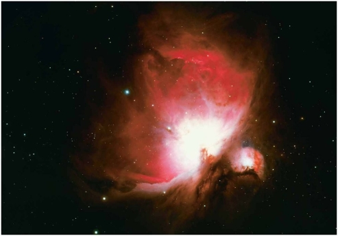    Examine the figure and then evaluate the following statement: Based on the red light, this is likely to be a reflection nebula.