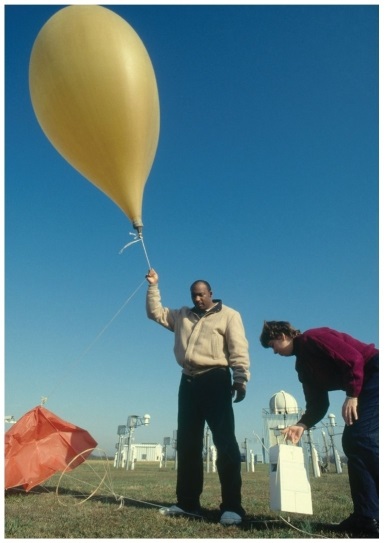   -The name of the instrument being launched with a weather balloon in the photograph above is: A) a radiosonde. B) a TRMM sensor. C) a satellite. D) a Doppler radar.