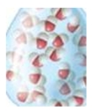 Study the figures to determine which is liquid water and which is frozen water (ice).Explain your answer and predict if the water in Figure 2 would float or sink in the water in Figure 1.    