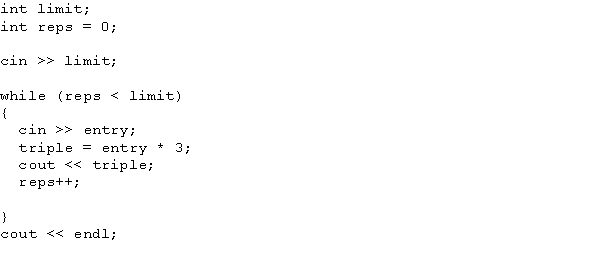 Consider the following code. This code is an example of a(n)  ____ while loop.   A)  flag-controlled B)  counter-controlled C)  EOF-controlled D)  sentinel-controlled