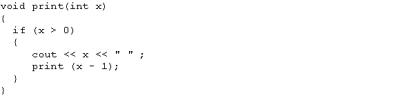 The following is an example of a recursive function.   