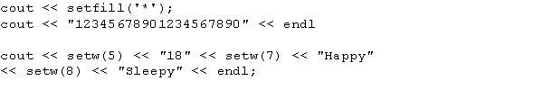 What is the output of the following statements?   A)  12345678901234567890 ***18 Happy Sleepy B)  12345678901234567890 ***18**Happy**Sleepy C)  12345678901234567890 ***18**Happy Sleepy D)  12345678901234567890 ***18**Happy Sleepy**