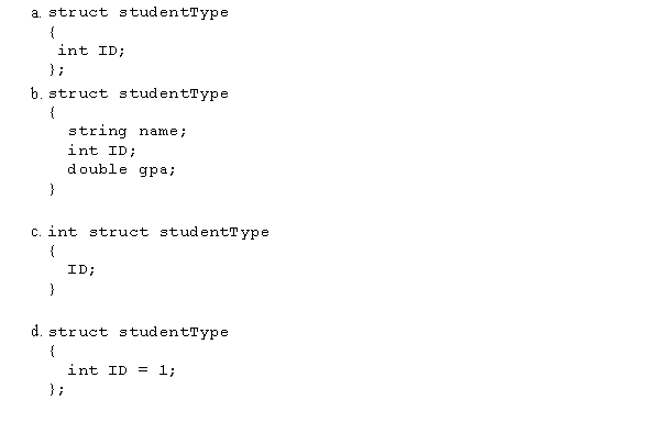 Which of the following struct definitions is correct in C++?