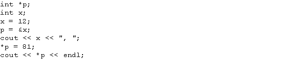 What is the output of the following code?   A)  12, 12 B)  12, 81 C)  81, 12 D)  81, 81