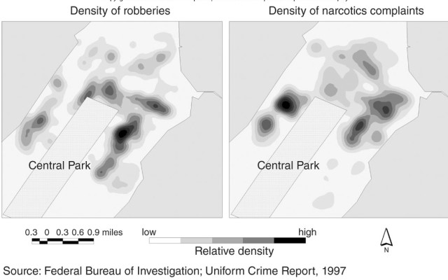 Covariation, as seen in the two maps, is described as   A) how a spatial pattern varies through space on a map. B) how two similar mapped patterns can be compared to help explain a phenomenon. C) how a choropleth map divides its data into classes for easier understanding. D) how isoline maps portray continuous data.