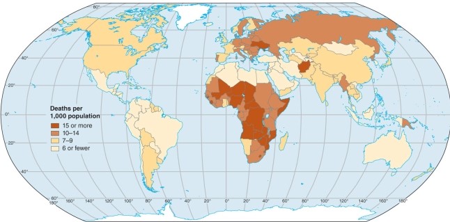 <strong>The mortality rates figure shows countries with the highest rates outside of Africa. Those countries are </strong> A)Ukraine and Afghanistan. B)Morocco and Madagascar. C)Bolivia and Paraguay. D)Australia and New Zealand.