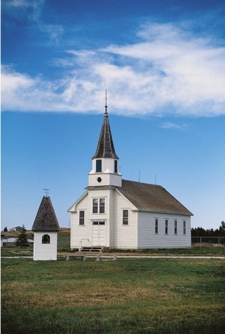 A brief glance at the Protestant church buildings in the pictures shows that     A) they are probably more complex and ornate than other Christian churches. B) they are probably larger in size than other Christian churches. C) they are perhaps more simple and less ornate than other Christian churches. D) they are very colorful compared to other church structures.