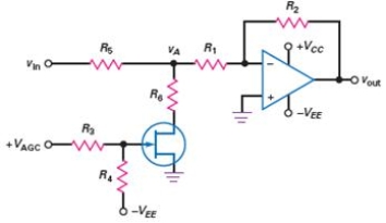 In the circuit shown in Figure 18-33,the JFET functions as a   A)  voltage-controlled resistance. B)  power amplifier. C)  voltage regulator. D)  preamp.