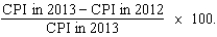 If 2012 is the base year, then the inflation rate for 2012 equals A)    B)    C)    D)   