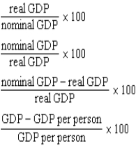 Which of the following is the correct formula for the GDP deflator?   A)   . B)   . C)   D)   