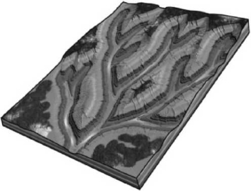 The figure below shows an example of a ___________ drainage network.   A) dendritic B) radial C) rectangular D) trellis