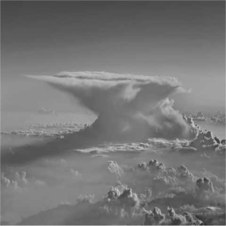 A(n)  __________ is shown in the photograph below.   A) squall-line thunderstorm B) inversion C) anvil cloud D) tornado