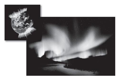 An aurora (shown below) is produced when ____________.   A) solar wind particles are directed toward the poles and excite atmospheric gases B) swamp gases rise upward from the arctic tundra C) radiation in the Van Allen belts can be seen on a clear,cold night D) lightning travels from cloud to cloud rather than cloud to ground