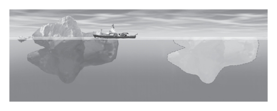 According to Archimedes' principle of buoyancy,an iceberg sinks until _____________.   A) the total mass of the water displaced equals the total mass of the whole iceberg B) the total mass of the iceberg is underwater C) about 60% of the iceberg is underwater D) the total mass of the water displaced equals 80% of the mass of the iceberg