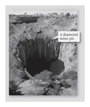 Diamonds are usually found in pipes 50 to 200 m across made of _____________.   A) kimberlite B) graphite C) metamorphic rocks