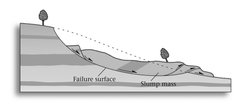 A ____________ may form at the head of a slump.   A)  toe B)  failure surface C)  scarp D)  mass