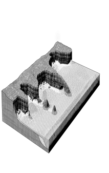 What do you think the origin of the broad,flat surface is above the coastal cliffs shown below?   A)  a wave-cut bench at an emergent coastline B)  a river terrace at a submergent coastline C)  a wave-cut bench at a submergent coastline D)  a river terrace at an emergent coastline