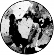 What type of texture is shown in the photomicrograph?   A) foliation B) crystalline C) sedimentary D) clastic