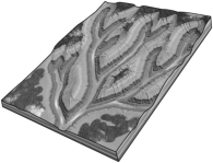 The figure below shows an example of a ________ drainage network.   A) dendritic B) radial C) rectangular D) trellis