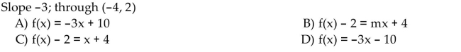 Find an equation of the line with the given slope and containing the given point. Write the equation using function notation.