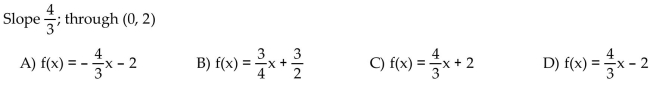Find an equation of the line with the given slope and containing the given point. Write the equation using function notation.