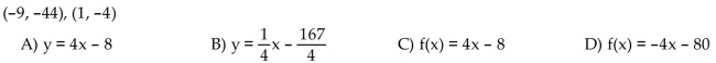 Find an equation of the line. Write the equation using function notation.