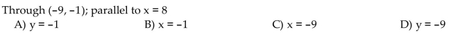 Find the equation of the line. Write the equation using standard notation.