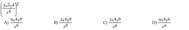 Use the power rule and the power of a product or quotient rule to simplify the expression.  <div style=padding-top: 35px> 