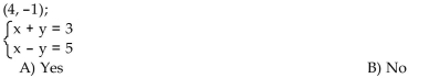 Determine whether the ordered pair is a solution of the system of linear equations.