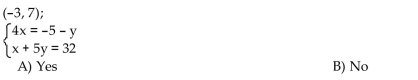 Determine whether the ordered pair is a solution of the system of linear equations.