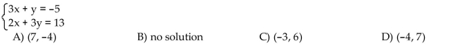 Solve the system of equations by the substitution method.