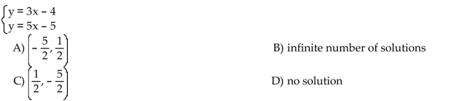 Solve the system of equations by the substitution method.