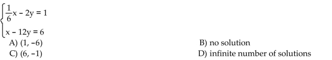 Solve the system of equations by the substitution method.