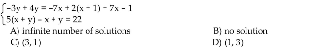 Solve the system of equations by the substitution method.