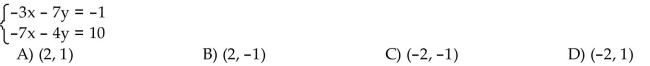 Solve the system of equations by the addition method.